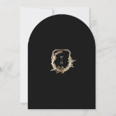 黒フォーマルモノグラム金ゴールド結婚リースアーチ 招待状 (裏面)