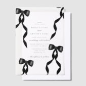 黒フォーマルリボン形結婚式 ベラム紙招待状 (オフセット)