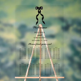 黒フォーマルリボン結婚の座席表 アクリルサイン