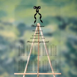 黒フォーマルリボン結婚の座席表 アクリルサイン