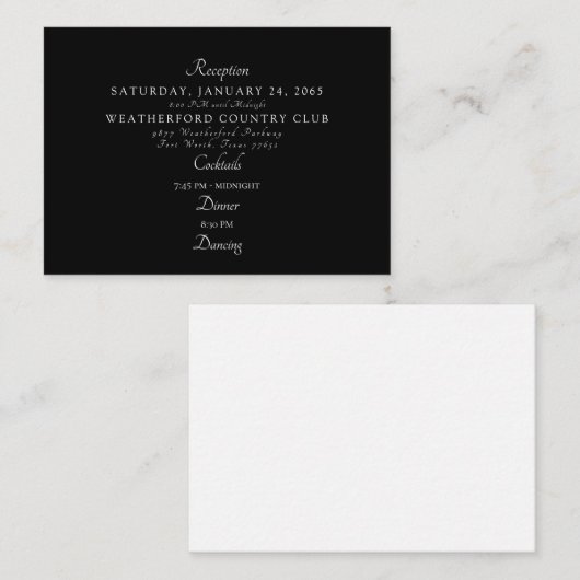 黒フォーマル披露宴踊り結婚ズ エンクロージャーカード (正面/裏面)