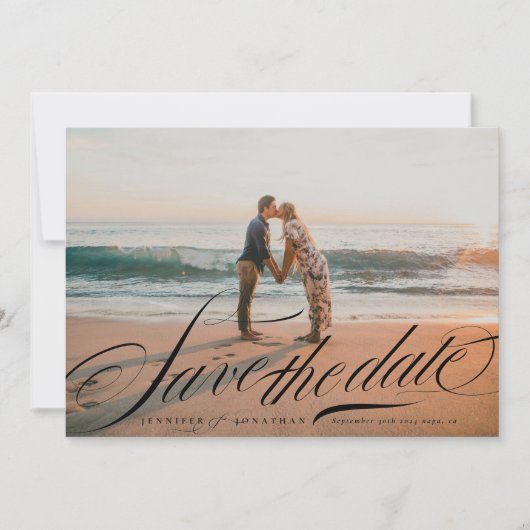 黒フォーマル書エレガントQRコード写真 セーブザデート (正面)