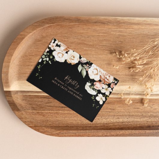 黒フォーマル王室のフローラ結婚ギフト簿 エンクロージャーカード