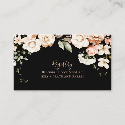 黒フォーマル王室のフローラ結婚ギフト簿 エンクロージャーカード (正面)