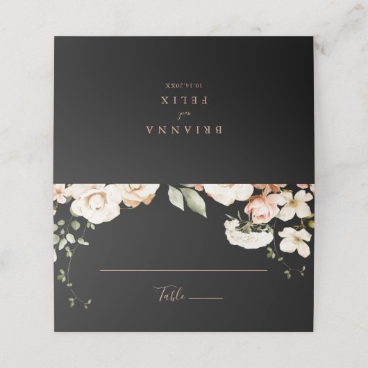 黒フォーマル王室のフローラ結婚座席表 プレイスカード (外部開封)