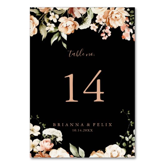 黒フォーマル王室のフローラ結婚 テーブルナンバー (正面)
