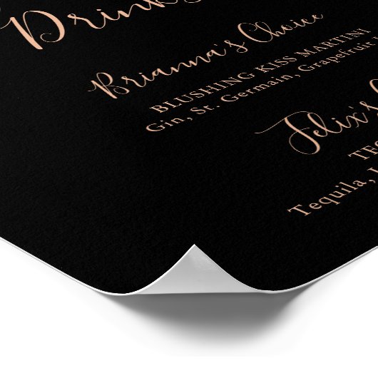 黒フォーマル王室のフローラ署名ドリンクの署名 ポスター (角)