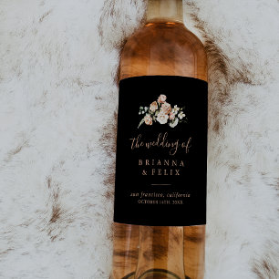 黒フォーマル王室の結婚フローラのワインラベル ワインラベル