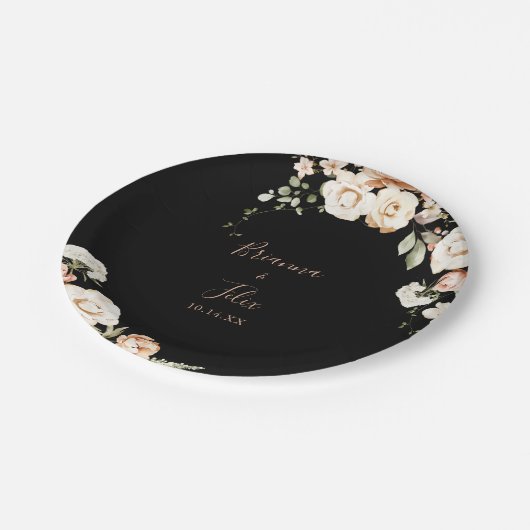 黒フォーマル王室の結婚フローラ ペーパープレート (アングル)