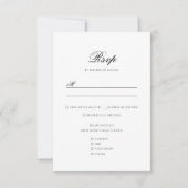 黒フォーマル白フローラモノグラムクレスト結婚 出欠カード (正面)