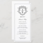 黒フォーマル白リーピークレストモノグラム結婚ズ メニュー (正面/裏面)