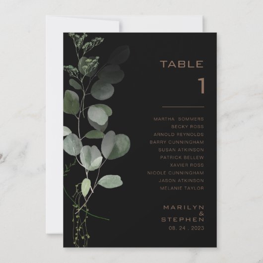 黒フォーマル表ミニマル第1座席表 招待状 (裏面)