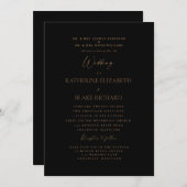 黒フォーマル金ゴールド文字両親結婚の 招待状 (正面/裏面)