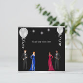 黒フォーマル銀白色バルーン特殊イベント 招待状 (スタンド正面)