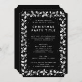 黒フォーマル+ホワイトホリ葉ーズホリデーパーティー 招待状 (正面/裏面)