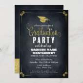 黒フォーマル/金ゴールド調整パーティの招待状 招待状 (正面/裏面)