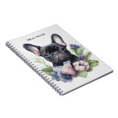 黒フパーソナライズされたレンチパグ犬の水色 ノートブック (右側)