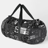 黒フランスのアンティークビクトリアン新聞 ダッフルバッグ (右コーナー)