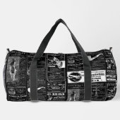 黒フランスのアンティークビクトリアン新聞 ダッフルバッグ (裏面)