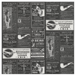 黒フランスのアンティークビクトリアン新聞 ファブリック