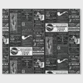黒フランスのアンティークビクトリアン新聞 ラッピングペーパー (フラット)