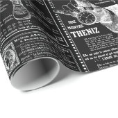 黒フランスのアンティークビクトリアン新聞 ラッピングペーパー (ロールコーナー)