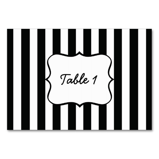 黒フランスのストライプの テーブルナンバー (正面)
