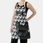 黒フランスのブルドッグかわいい漫画の犬と名前 エプロン (インサイチュ)