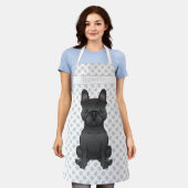 黒フランスのブルドッグ/フランス人漫画の犬と名前 エプロン (着用した状態)