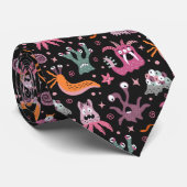 黒フレンドリー宇宙の怪物 ネクタイ (ロール)