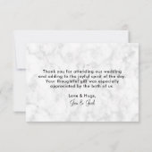 黒フレームのピンクの花束 ウェディング サンクスカード 招待状 (裏面)