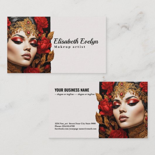 黒フレームfrt665の赤と金ゴールドの美しい 名刺 (正面/裏面)