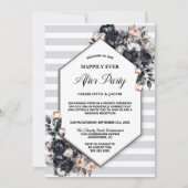 黒フローラジオメトストライプのリ結婚パーティー後 招待状 (正面)