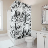 黒フローラスカル シャワーカーテン (インサイチュ)