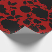 黒フローラトイルオンレッド ラッピングペーパー (角)