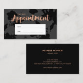 黒フローラバラ金ゴールド文字サロンアポイントメント 予約カード (正面/裏面)