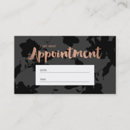 黒フローラバラ金ゴールド文字サロンアポイントメント 予約カード