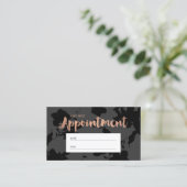 黒フローラバラ金ゴールド文字サロンアポイントメント 予約カード (スタンド正面)