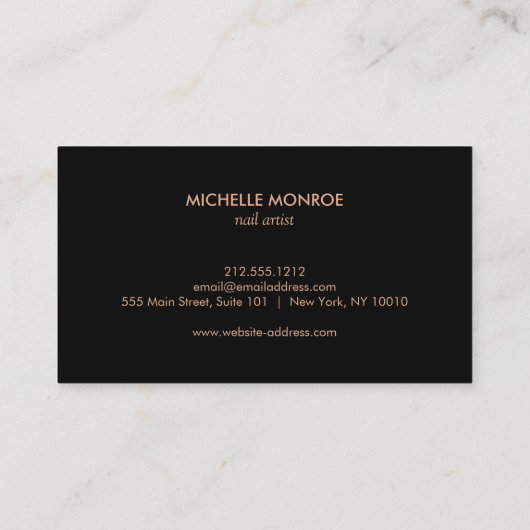 黒フローラバラ金ゴールド文字ネイルサロン 名刺 (裏面)