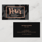 黒フローラバラ金ゴールド文字美容師 名刺 (正面/裏面)