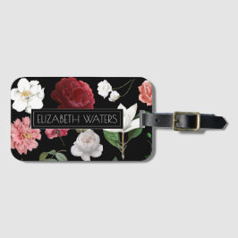 黒フローラ旅行荷物タグ ラゲッジタグ