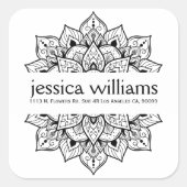 黒フローラ曼荼羅 スクエアシール (正面)