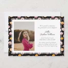 黒フローラ水彩野草卒業 案内状