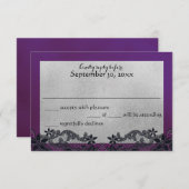 黒フローラ紫と銀応答 出欠カード (正面/裏面)