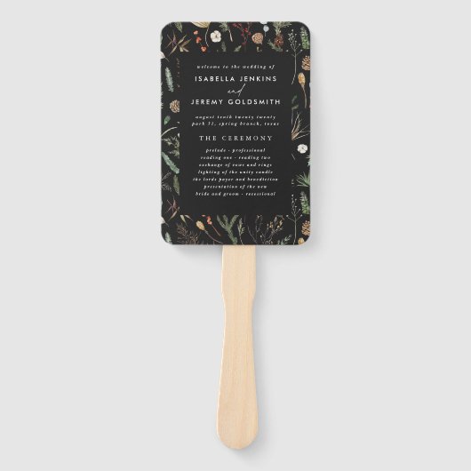 黒フローラ結婚植物性モダンエレガント秋 ハンドファン (正面)