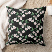 黒フローラ美容ピローカバー クッション (ブランケット)