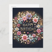 黒フローラ誕生日葉書 ポストカード (正面/裏面)