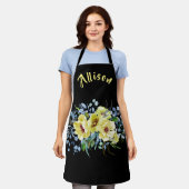 黒フローラ パーソナライズされた エプロン (着用した状態)
