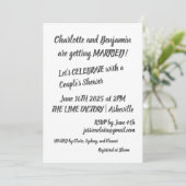 黒ブラシモダンレタリングトレンディーカップルシャワー 招待状 (スタンド正面)