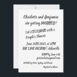 黒ブラシモダンレタリングトレンディーカップルシャワー 招待状<br><div class="desc">ブラックブモダンラシレタリングトレンディーカップルシャワー招待状</div>